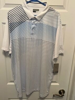 PGA Tour Pro Series Golf Polo XXL Athletic Fit NWT Black, Blue, and Grey on Whit
